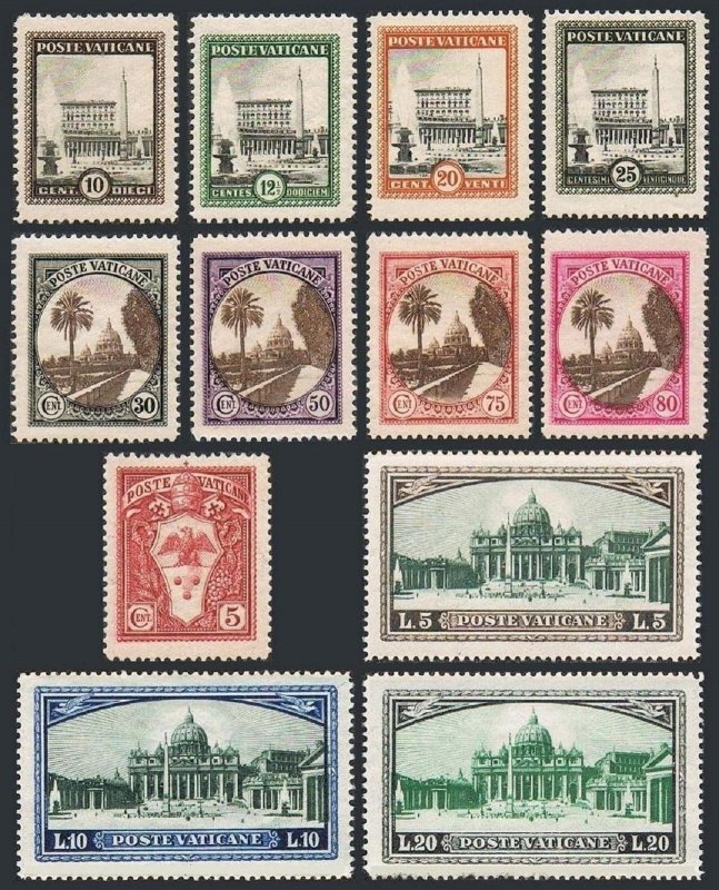 Vatican 19-27,32-34,E3-E4, MNH. Pope Pius XI - Arms, Palace, Gardens, View 1933.