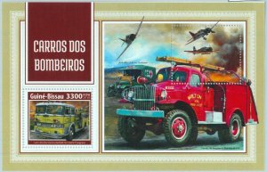 A1809 - GUINEA BISSAU, ERROR, MISPERF, Souvenir s: 2018, Fire trucks, Airplanes