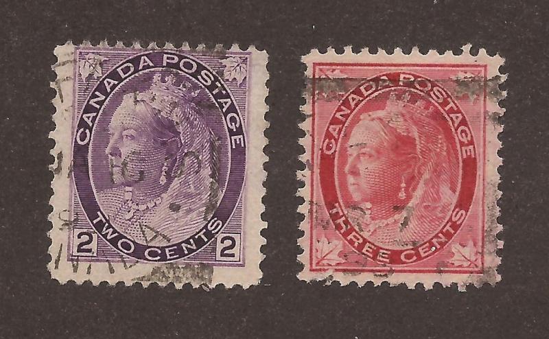 CANADA SQUARED CIRCLE CANCEL SET HALIFAX 2 COPIES F/VF