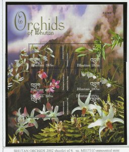 Bhutan 2002 Orchids sheet of 6 sg. MS1731f   MNH