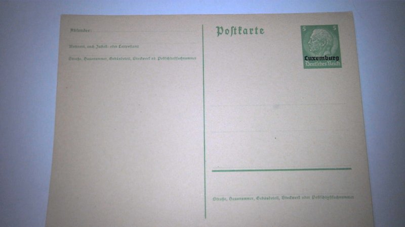 LUXEMBOURG UNDER GERMAN OCCUPATION POSTAL CARD MINT ENTIRE