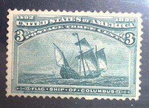 Scott #232 - VF - 3c Green - Columbian Expo - NG - 1893