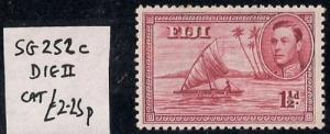 Fiji #132C 1 1/2p Outrigger Canoe, Rose Red mint OG H VF