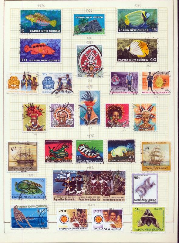 PAPUA NEW GUINEA 1952/78 Wildlife Shells Fish Used Collection 100+ Items (Go861
