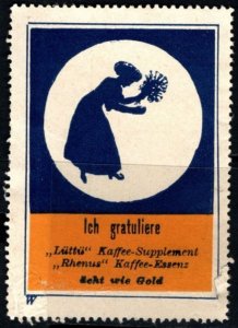 Vintage Germany Poster Stamp Lüttü Coffee Supplement I Congratulate