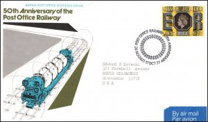 Great Britain 50th Anniversary Post Office Railway 1977 Cover