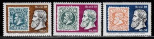 Brazil #1752-54 ~ Cplt Set of 3 ~ Stamp on Stamps ~ Unused, HMR  (1981)