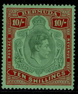 BERMUDA GVI SG119, 10s green & deep lake/pale emerald, M MINT. Cat £400.