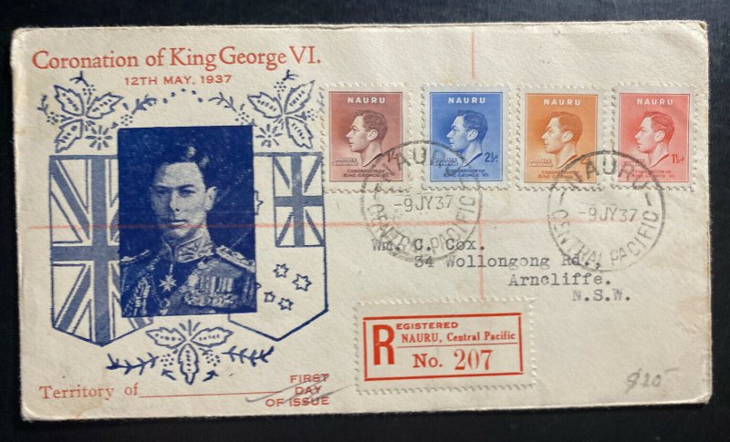 1937 Nauru Island First Day Cover FDC Coronation King George VI Stamps 