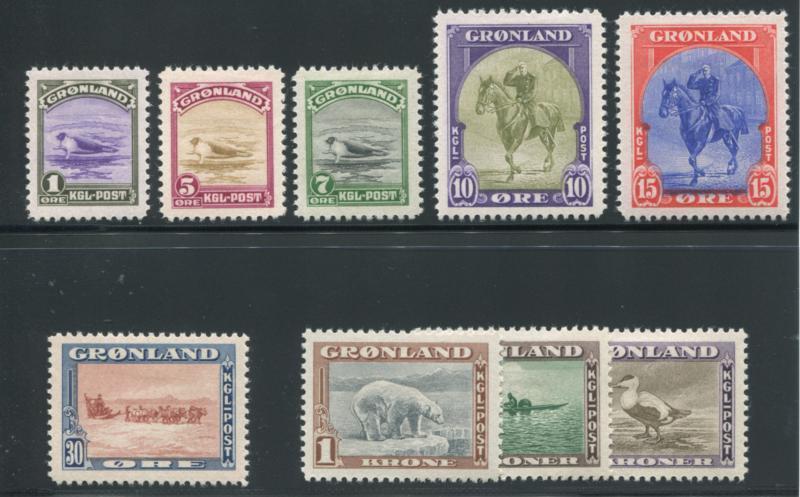 GREENLAND 10-18 MINT HGED 1945 SET