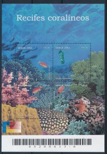 [37796] Brazil 2002 Marine life fish corals seahorse Souvenir Sheet MNH