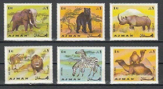 Ajman, Mi cat. 412-417 A. African Wild Animals issue. ^