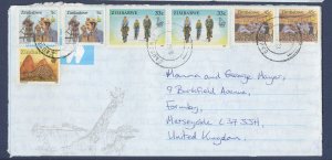 ZIMBABWE - Scott 617, 618, 626 & 629 on Aerogramme cover to UK