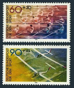Germany B587-B588,MNH.Michel 1094-1095. Sport 1981.Rowing,Gliding.