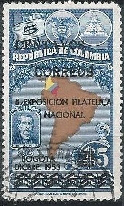 Colombia 618 (used) 5c on 5c Nat’l Philatelic Exhibition (1953)