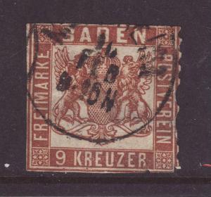 1862 Baden 9 Kr Perf 10 Used.Filler