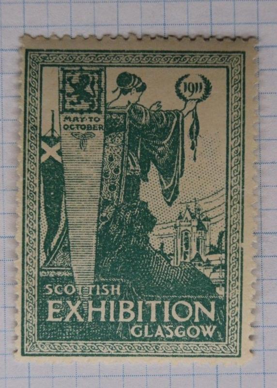 Scottish Expo Glasgow Scotland Intl show exhibit 1911 Poster stamp Cinderella ad