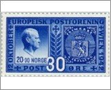 Norway Mint NK 310 European Postal Union 30 Øre Dark ultramarine