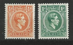 Jamaica # 148-49  George VI  Definitives - New Colors 1951    (2)  Unused LH