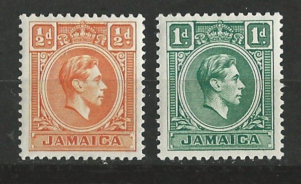 Jamaica # 148-49  George VI  Definitives - New Colors 1951    (2)  Unused LH