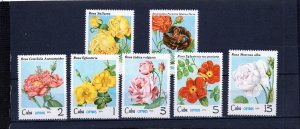 CUBA 1979 FLORA/FLOWERS/ROSES SET OF 7 STAMPS MNH