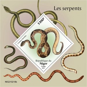 NIGER - 2021 - Snakes - Perf Souv Sheet -Mint Never Hinged