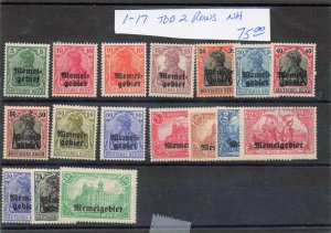 MEMEL LITHUANIA  1-17  MNH   TOP 2 ROWS MNH  BOTTOM ROW MLH