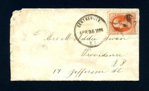 # 183 on cover from Centreville, RI, DPO, to Providence, RI - 4-25-1884