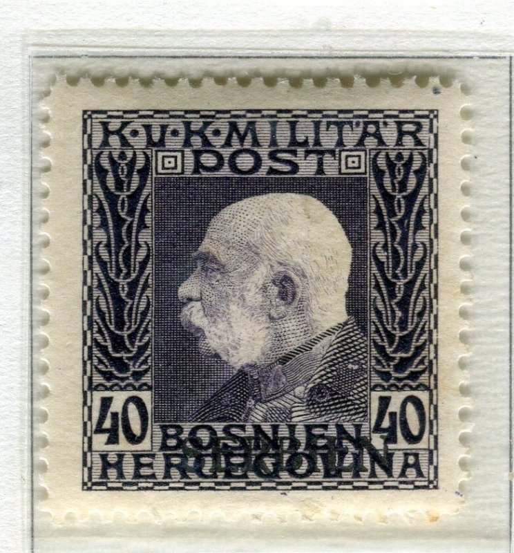 SERBIA; 1916 Bosnia F. Joseph Horizontal Optd. fine Mint hinged 40h. value