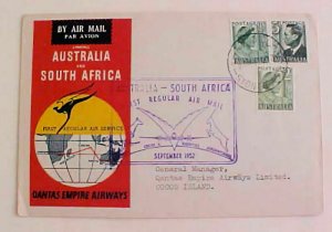 TO COCOS ISLAND FLIGHT COVER 1952 SEPT. 1 FROM SYDNEY