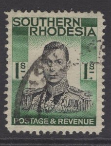 SOUTHERN RHODESIA SG48 1937 1/= BLACK & BLUE-GREEN USED