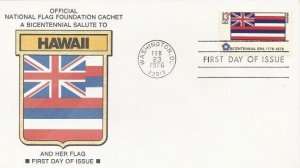 1682 13c BICENTENNIAL FLAG - HAWAII - Nat'l Flag Foundation cachet