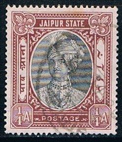 India Jaipur 36, 1/4a Raja Man Singh II, used, VF, tear