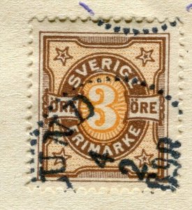 SWEDEN; 1891 early Oscar numeral definitive issue fine used 3ore. ,