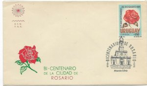 URUGUAY 1975 CITY OF ROSARIO BICENTENNIAL FLOWER ROSE FIRST DAY COVER  FDC