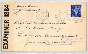 GB Scotland WW2 Cover Greenock RED CROSS Geneva Switzerland Censor 1941 XE109