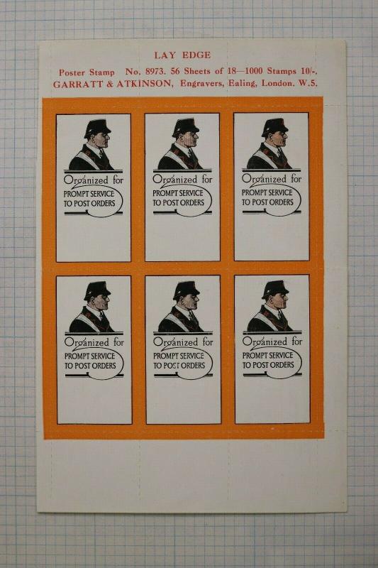 Organized Postal Service Union ad Post UK GB Garratt Atkinson Poster label DM