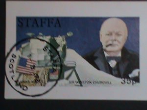 STAFFA-SCOTLAND-1972-SIR WINSTON CHURCHILL-APOLLO XV -IMPERF-CTO S/S-VERY FINE