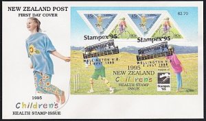 NEW ZEALAND 1995 Stampex opt Health Min sheet commem FDC...................B2134