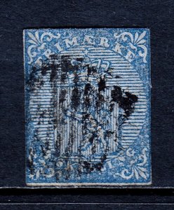 NORWAY — SCOTT 1 — 1855 4s BLUE COAT OF ARMS — USED — SCV $175
