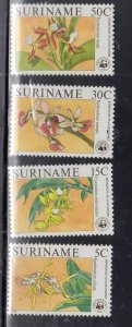 SURINAM #743-746 1986 ORCHIDS MINT VF NH O.G S/S1