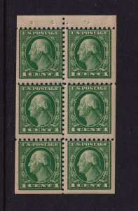 1916 Washington 1c green Sc 462a fresh MNH fresh booklet pane of 6 (SF