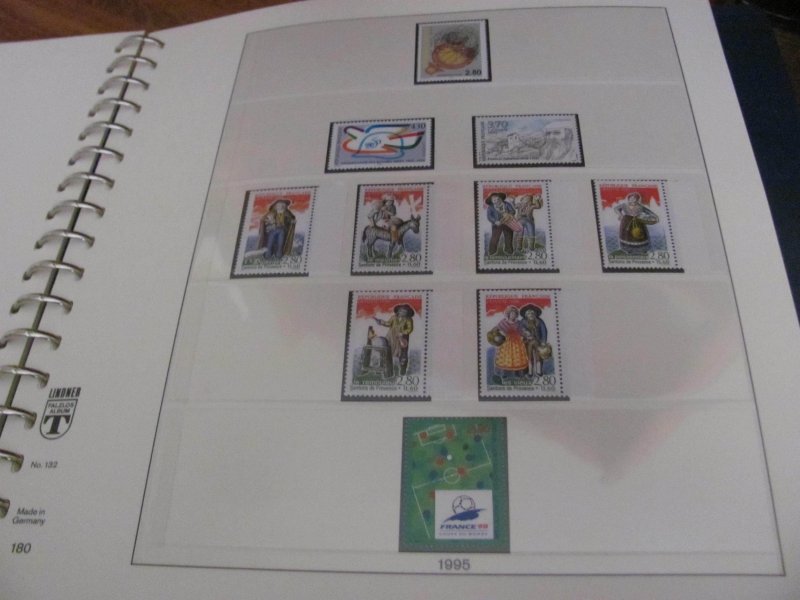 FRANCE MNH 1994-2000 LINDNER ALBUM COMPLETE W/SS &  BOOKLETS (95)