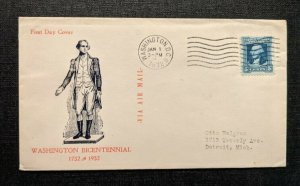 1932 Washington DC FDC 710 24g Airmail Cover to Detroit Michigan