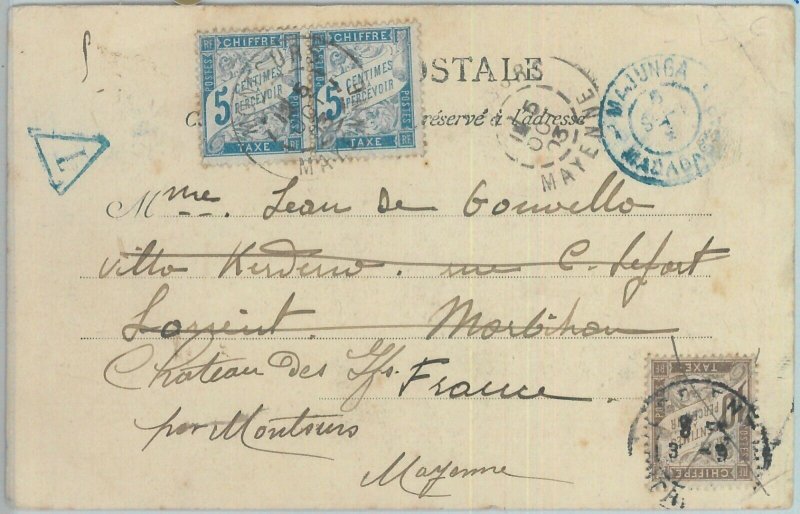 81176 - MADAGASCAR - POSTAL HISTORY -  POSTCARD to FRANCE 1903 TAXED on arrival