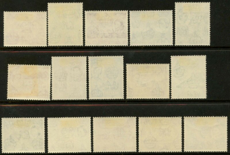 MAURITIUS Sc#251-265 1953-54 QEII Pictorial Definitives Complete Mint Hinged