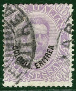 Italy Colonies ERITREA Stamp Scott.9 60c Violet (1892) Used Cat $60 3RGREEN32