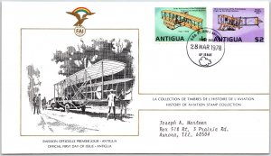 HISTORY OF AVIATION TOPICAL FIRST DAY COVER SERIES 1978 - ANTIGUA 1c AND $2