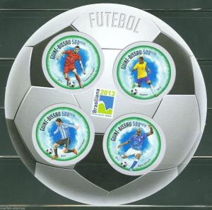 GUINEA BISSAU  2013 SOCCER BRASILIANA 2013 SHEET IMP MINT NEVER HINGED