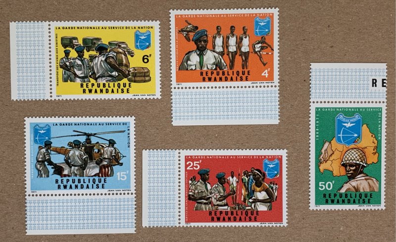 Rwanda 1972 National Guard, MNH. Scott 431-435, CV $3.75.  Helicopter